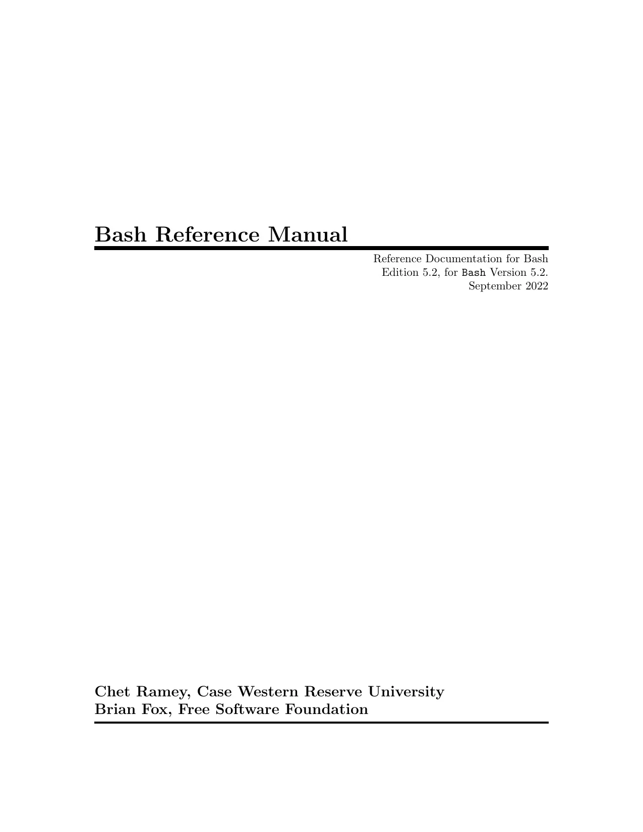 First page of "GNU Bash Reference Manual"