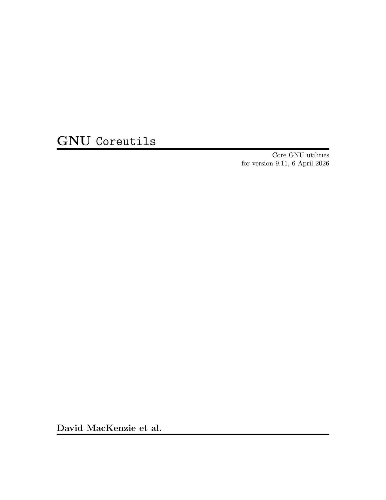 First page of "GNU Coreutils Manual"