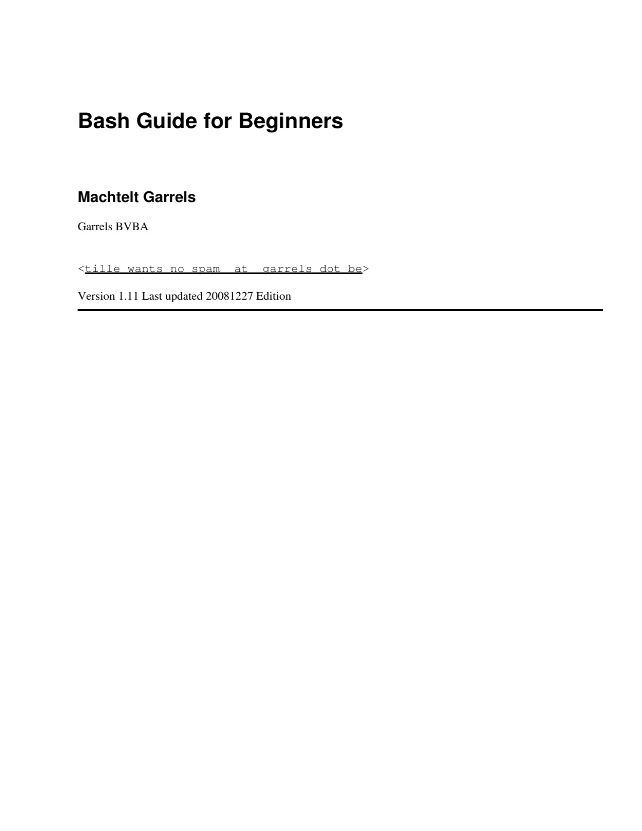 First page of "Bash Guide for Beginners"