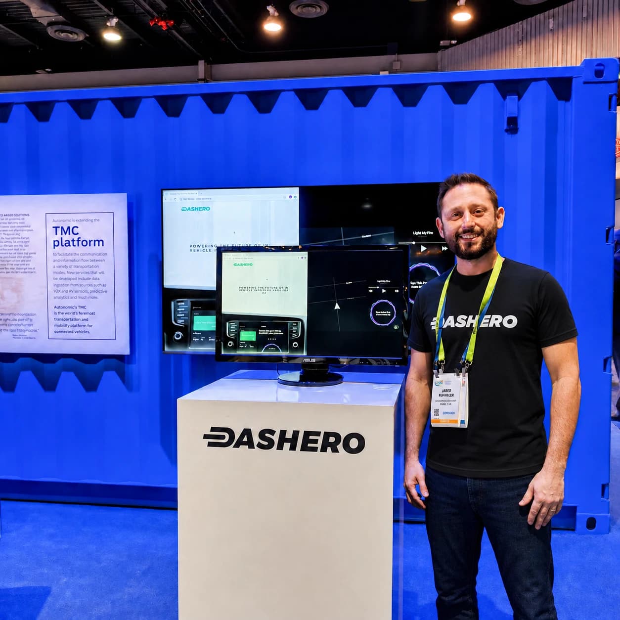 Jared Rummler at the Dashero / Ford booth at CES 2019 in the Las Vegas Convention Center North Hall.