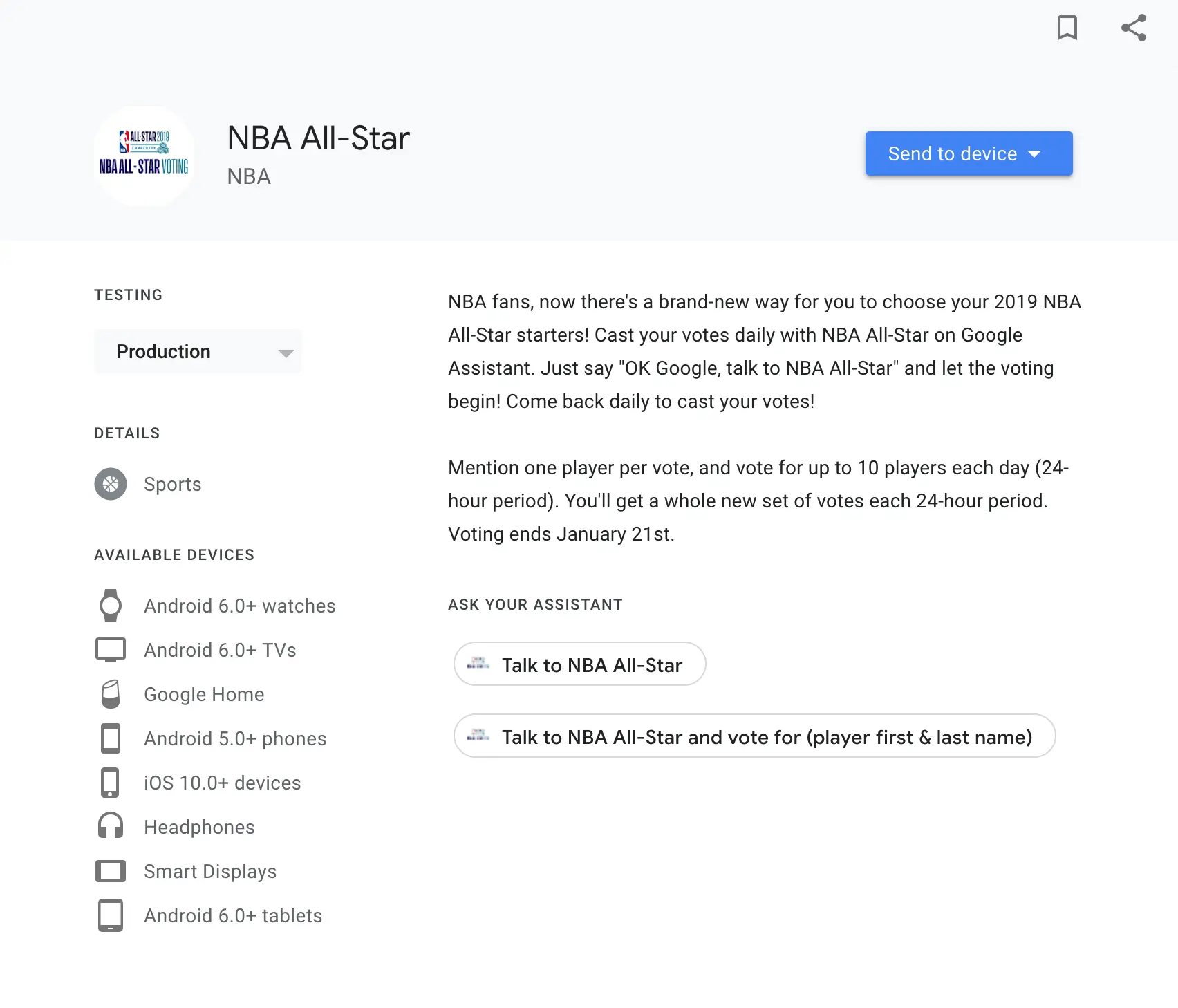 NBA All-Star Google Assistant Action